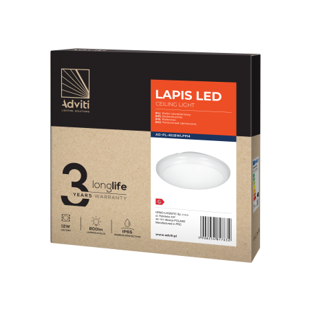 Plafonnier hermétique LAPIS LED 12W 4000K IP65 IK10 - blanc 