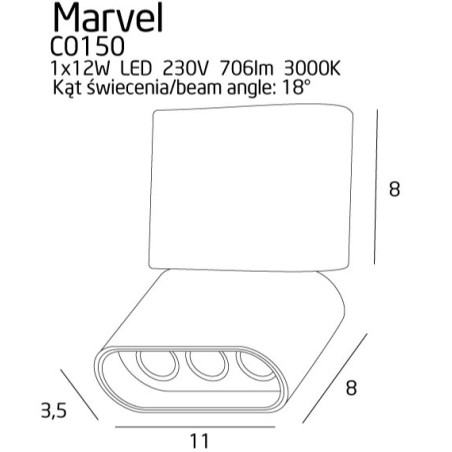 Plafonnier MARVEL LED 12W 3000K - noir 