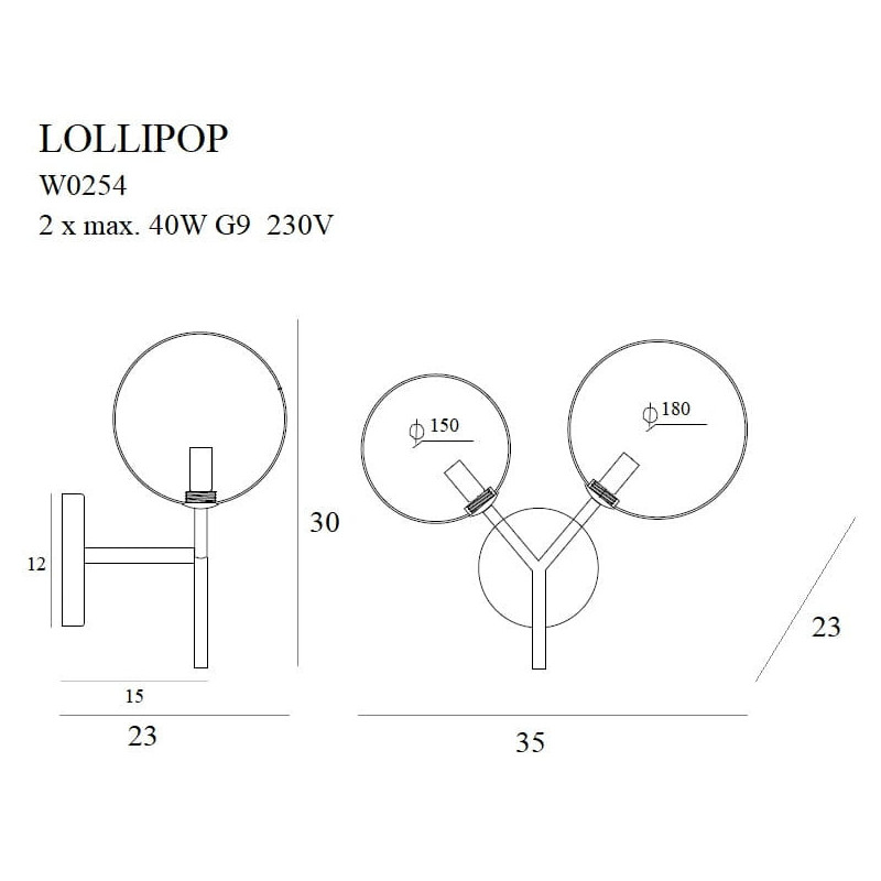 Applique LOLLIPOP 2xG9 - or 