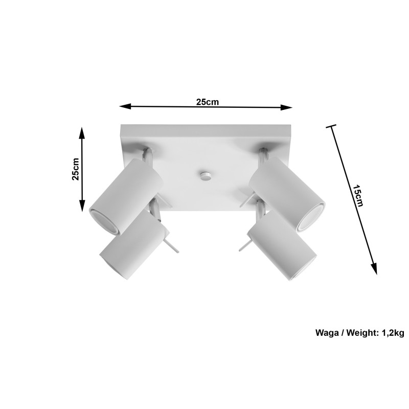 Applique et plafonnier RING 4 GU10 - blanc 