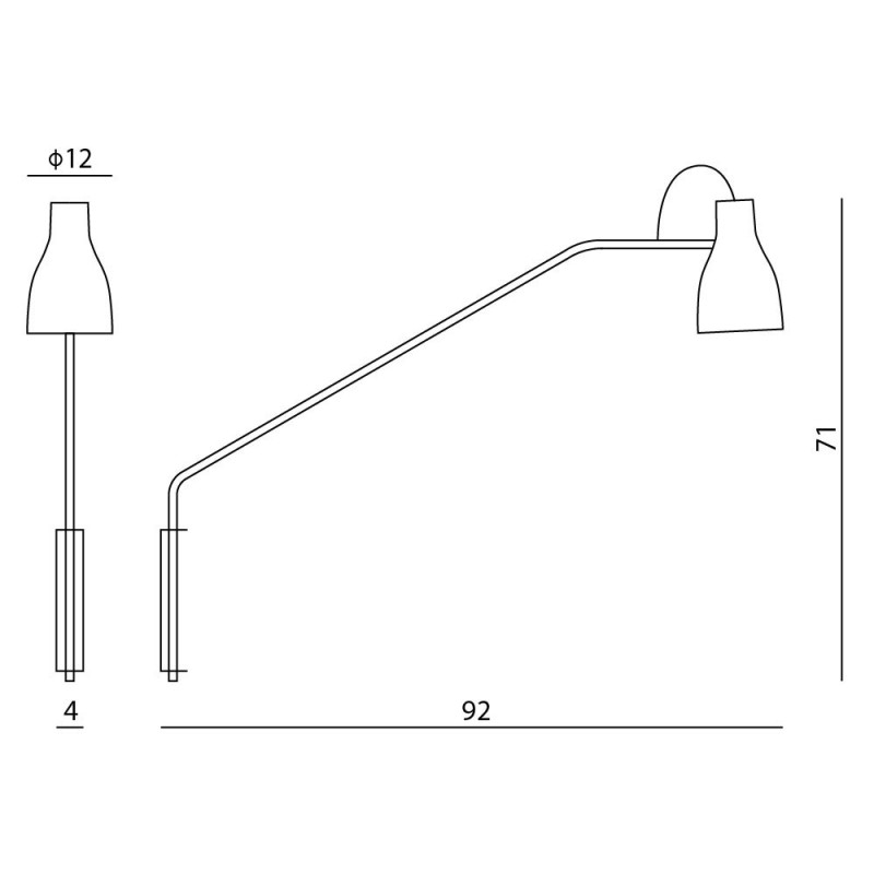 Applique sur rallonge LOTTA MAX E27 - couleur au choix 