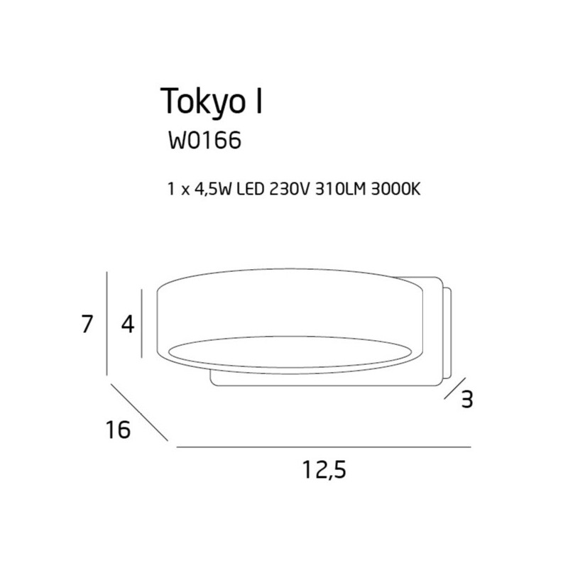 Applique TOKYO I LED 4.5W 3000K - blanc 