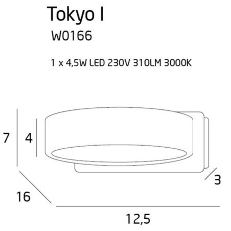 Applique TOKYO I LED 4.5W 3000K - blanc 