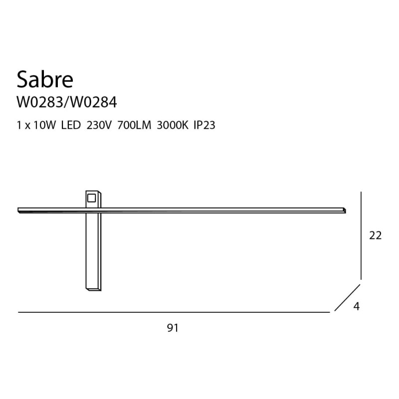 Applique SABRE LED 10W 3000K IP23 DIM - blanc 