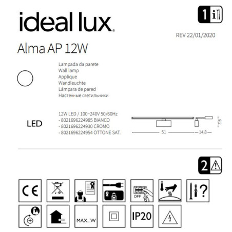 Applique ALMA AP LED 12W 3000K - blanc 