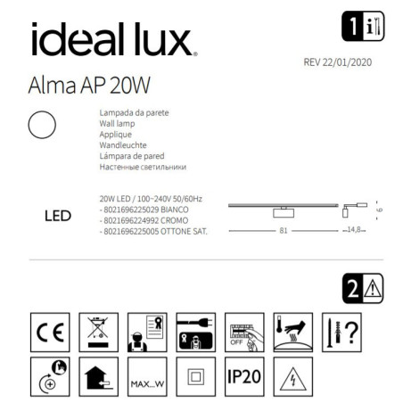 Applique ALMA AP LED 20W 3000K - blanc 