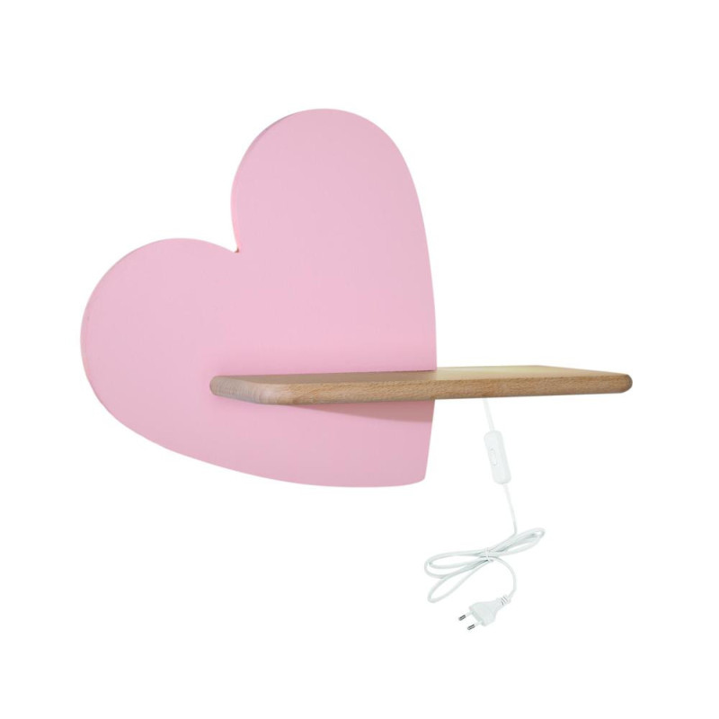 Applique avec étagère KIDS HEART LED 5W câble 4000K - rose 