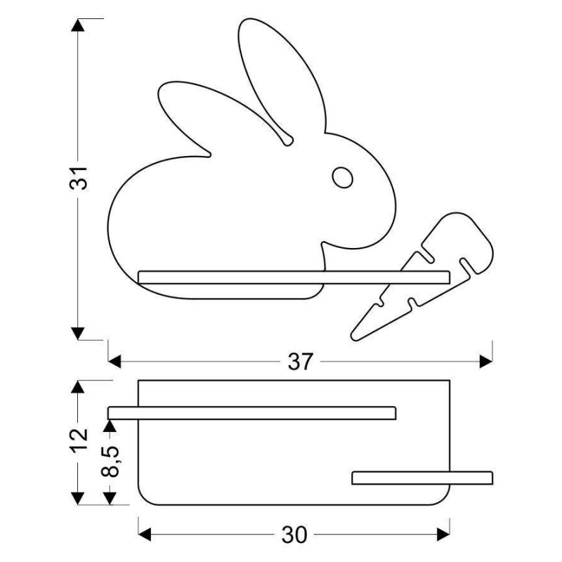 Applique avec étagère KIDS KRÓLIK LED 5W 4000K câble - gris 