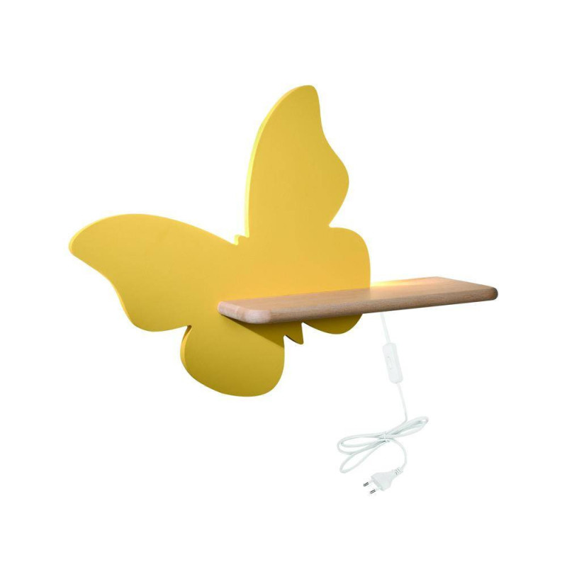 Applique avec étagère KIDS BUTTERFLY LED 5W câble 4000K - jaune 