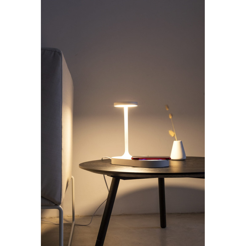 Lampe à poser CERES LED 6W 3000K + INDUCTION + USB - blanc 