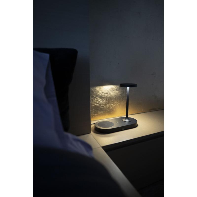 Lampe à poser CERES LED 6W 3000K + INDUCTION + USB - noir 