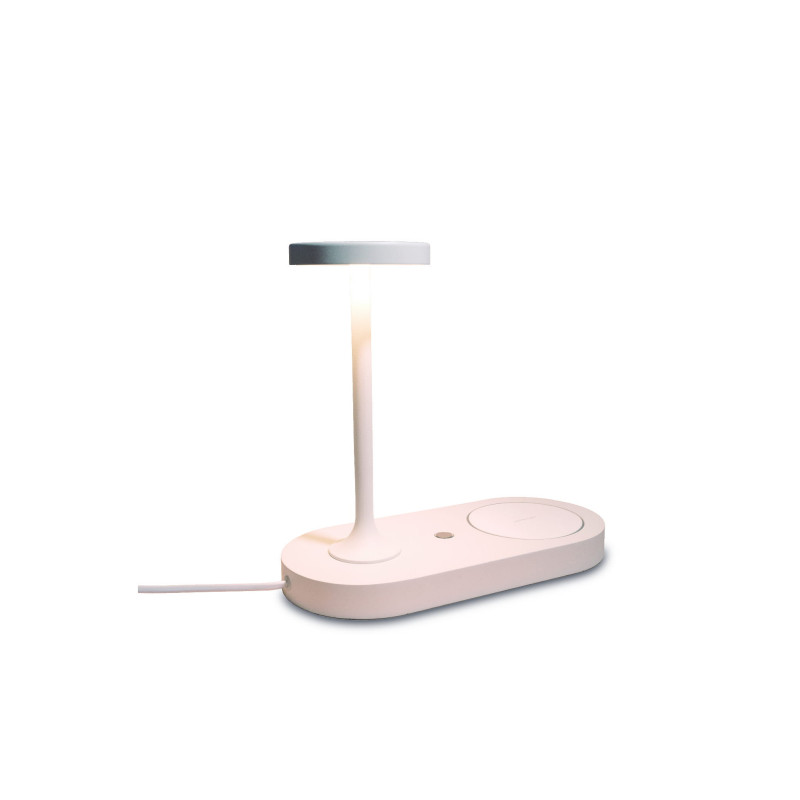 Lampe à poser CERES LED 6W 3000K + INDUCTION + USB - blanc 