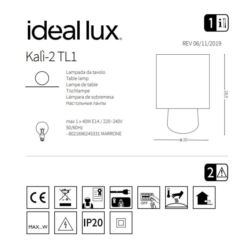 Lampe à poser KALI'-2 TL1 E14 - blanc 