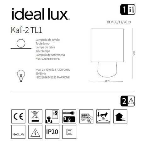 Lampe à poser KALI'-2 TL1 E14 - blanc 