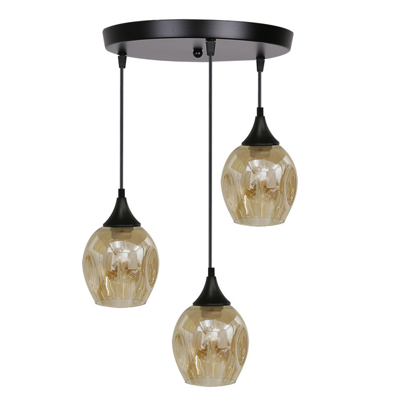 Lampe Suspendue design ASPA RO 3xE27 - noir / ambre