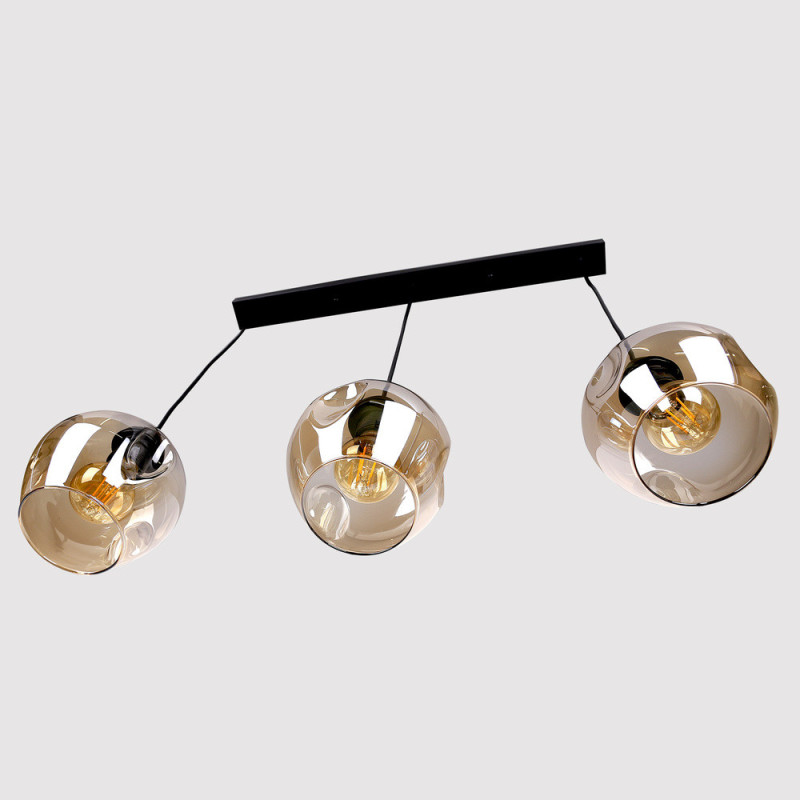 Suspension design ASPA 3xE27 - noir / ambre