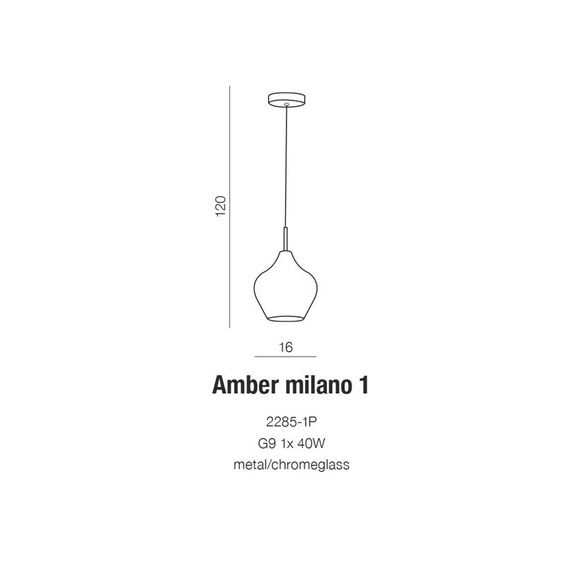 Suspension luminaire AMBER MILANO 1 G9 - chrome