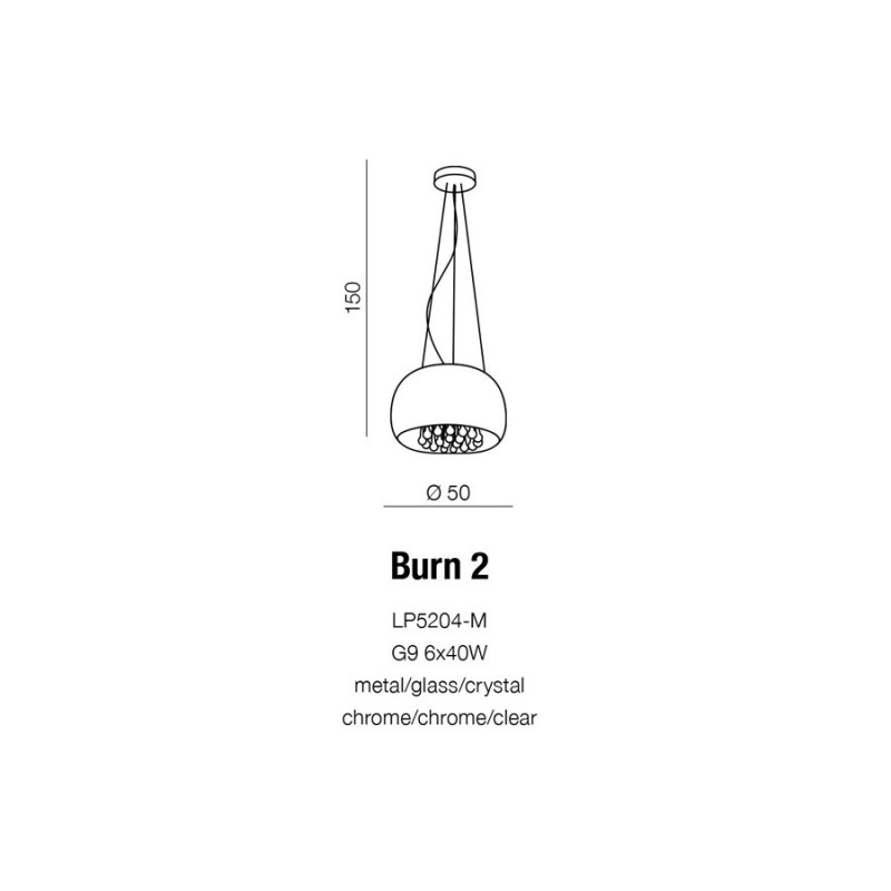 Lampe suspendue BURN 2 G9 6x40W chromé Cristal