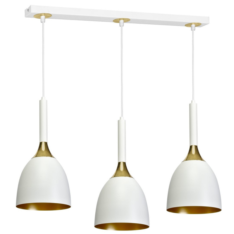 Suspension luminaire design CLARK 3xE27 - blanc / or