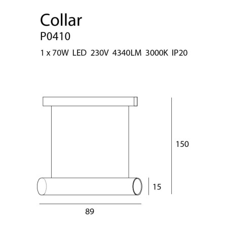 Luminaire Design suspendue COLLAR LED 70W 3000K - noir
