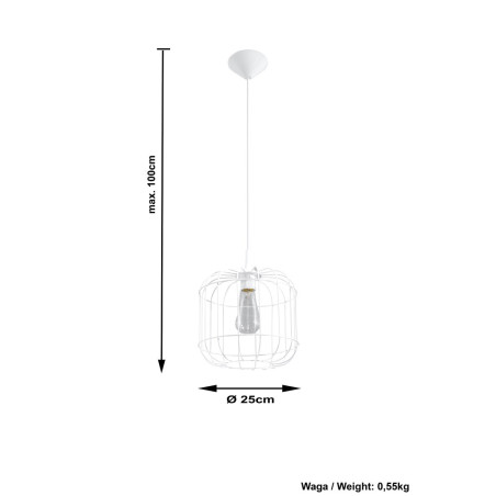 Lampe Suspendue industrielle CELTA E27 - blanc