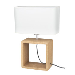 Lampe de table CADRE 7702974 E27 - chêne huilé / blanc 