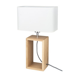 Lampe de table CADRE 7712974 E27 - chêne huilé / blanc 