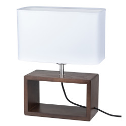 Lampe de table CADRE 7722976 E27 - noyer / blanc 