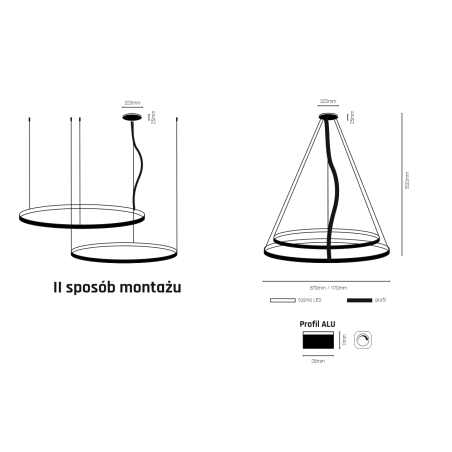 Lampe Design suspendue AGARI MULTI LED 127W 4000K CRI90 - blanc