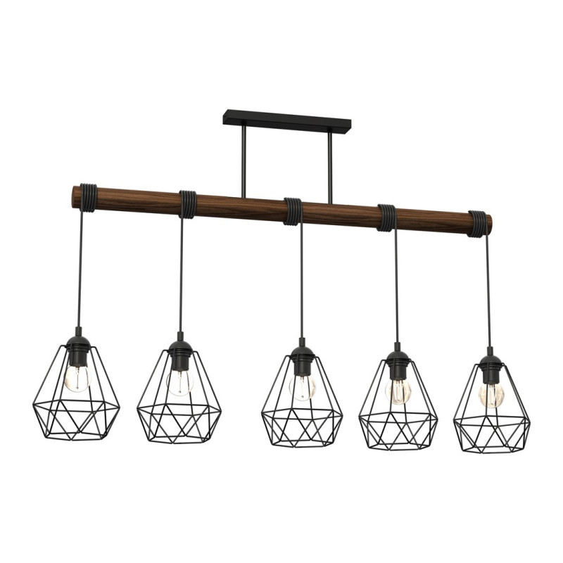 Luminaire Industriel Suspension ACERO 5xE27 - noir / marron