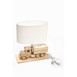 Lampe de table TRUCK-TREASURY E27 - blanc / bois 