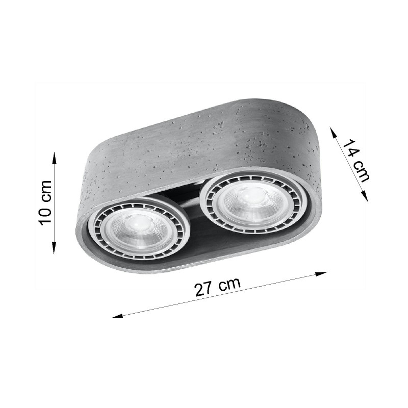 Downlight apparent BASIC 2xGU10 AR111 - béton 