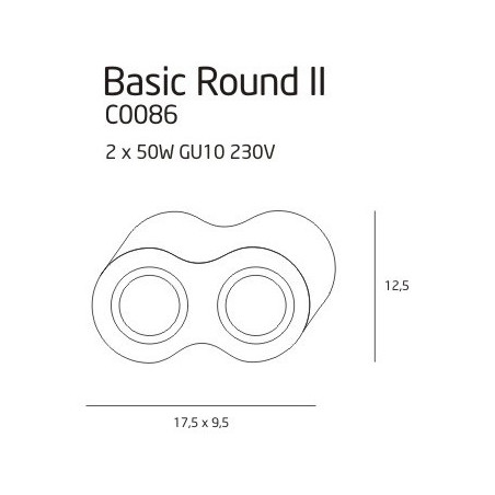 Downlight BASIC ROUND II 2xGU10 - noir 
