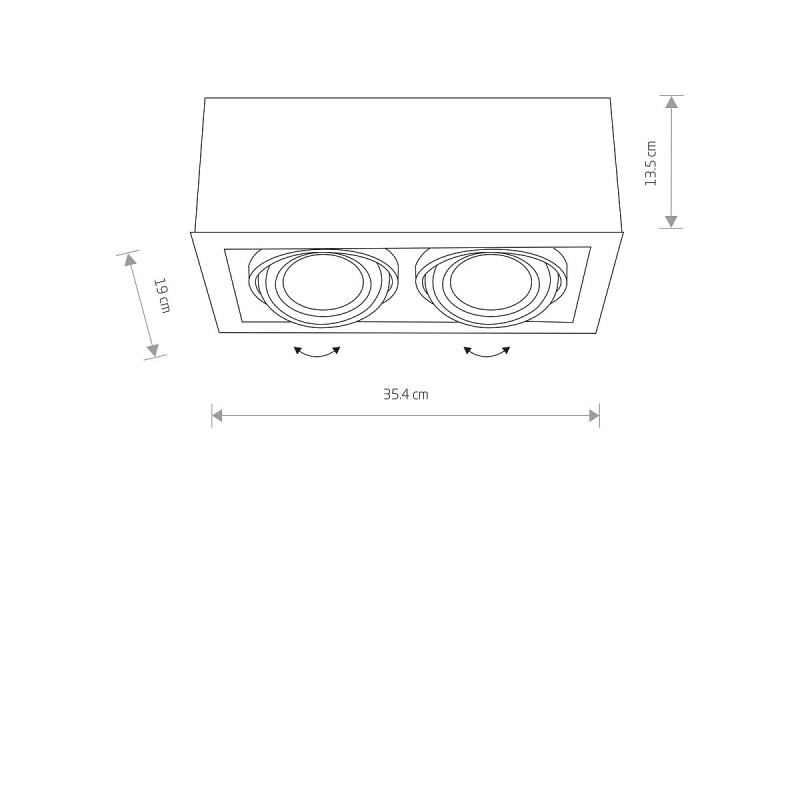 Downlight apparent orientable BOX 2xGU10 AR111 - marron / noir 