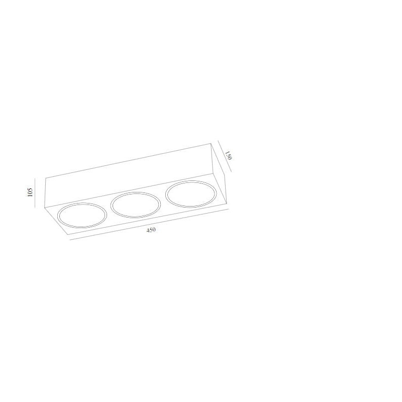 Downlight apparent RODOS PLUS 3xGU10 AR111 15W 3000K - blanc 