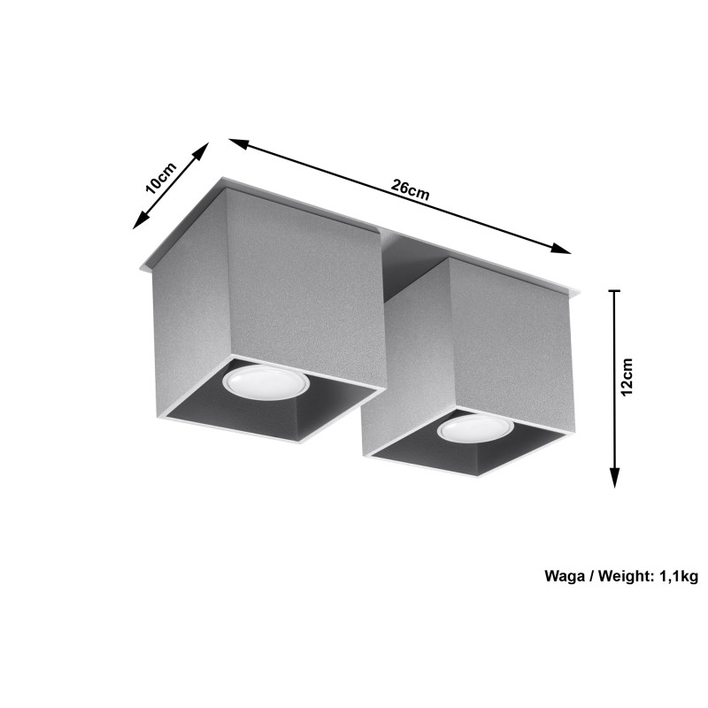 Downlight apparent QUAD 2 GU10 - gris 