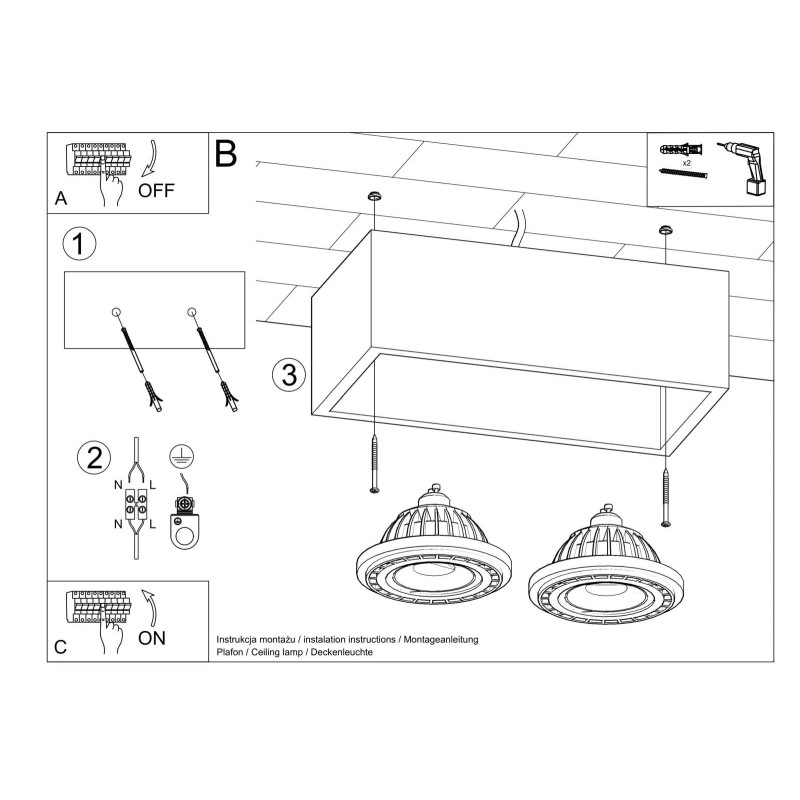 Downlight apparent QUATRO 2xGU10 AR111 - bois naturel 