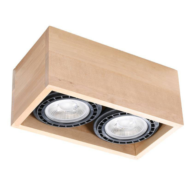 Downlight apparent QUATRO 2xGU10 AR111 - bois naturel 