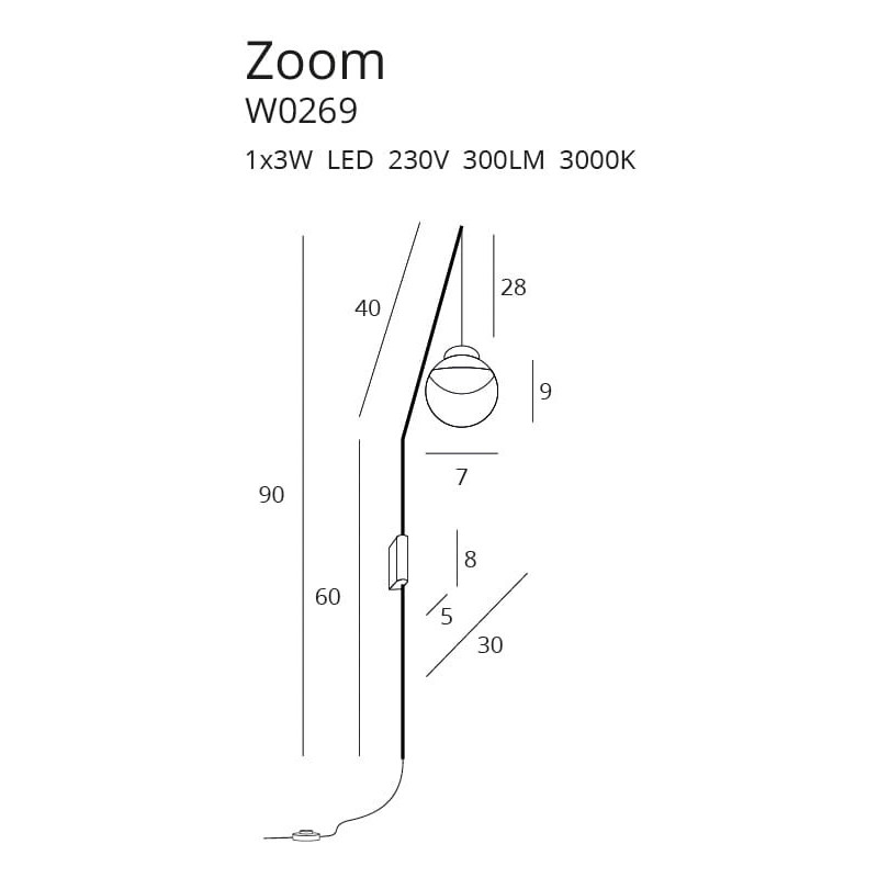 Applique ZOOM LED 3W 3000K - noir 