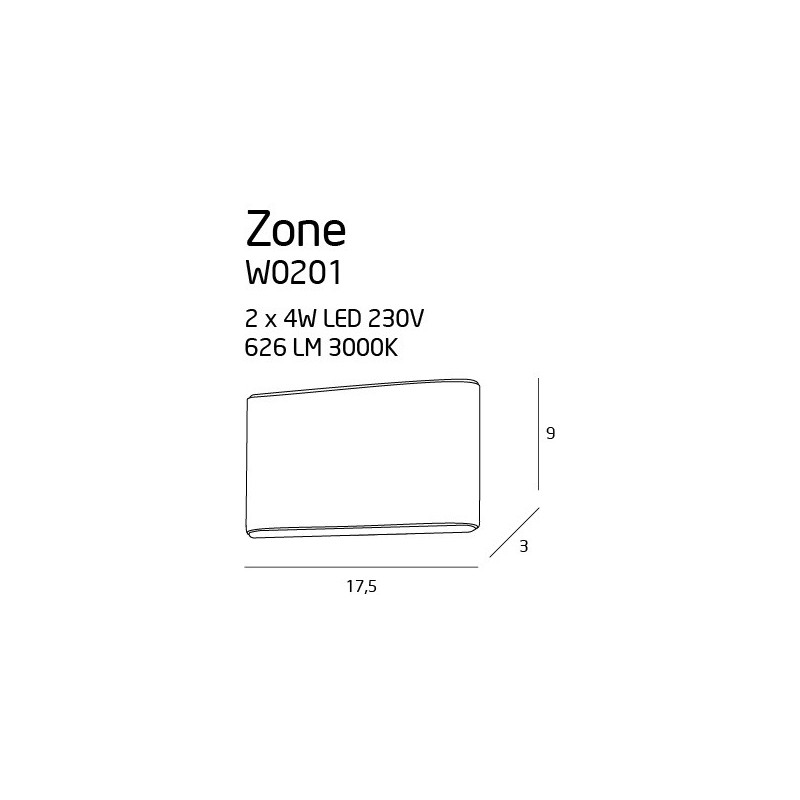 Applique ZONE II LED 2x4W 3000K IP44 - blanc 