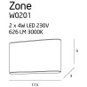 Applique ZONE II LED 2x4W 3000K IP44 - blanc 