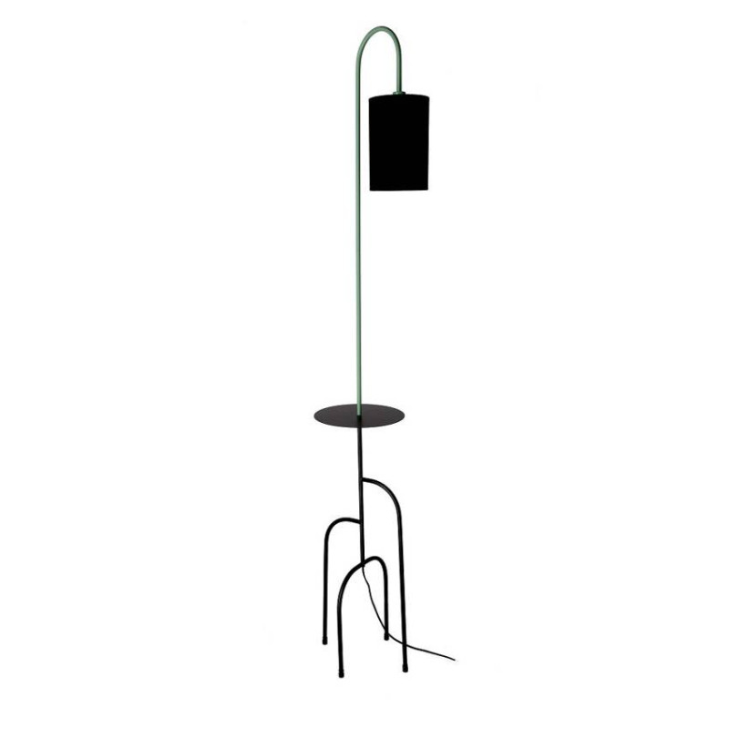 Lampadaire avec étagère RAVELLO E14- noir / vert 