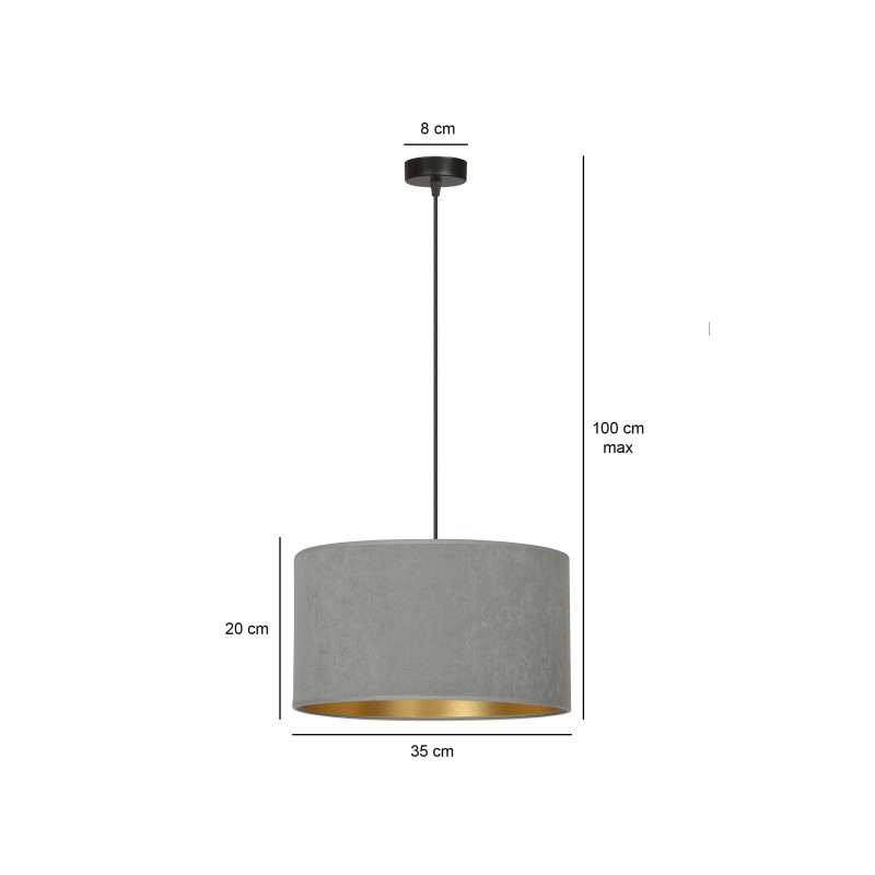 Lampe SuspendueHILDE E27 design - gris / or