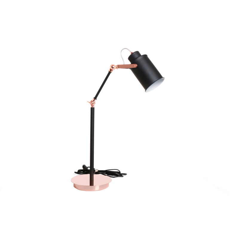 Grande lampe de table RETRO E27 - noir / cuivre 
