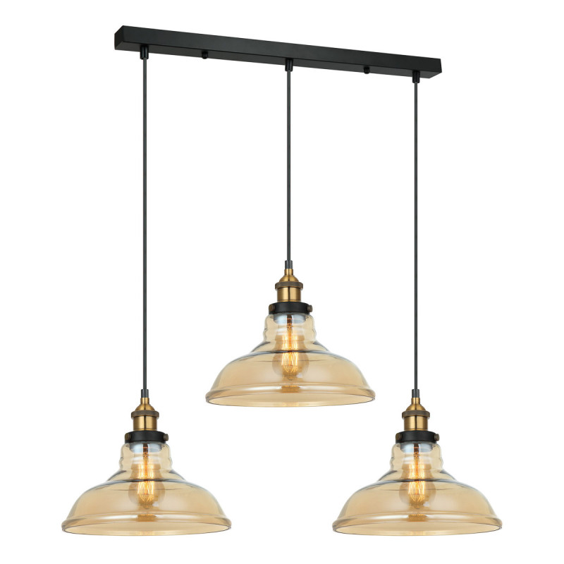 HUBERT 3xE27 Luminaire Suspension Industriel - noir / or