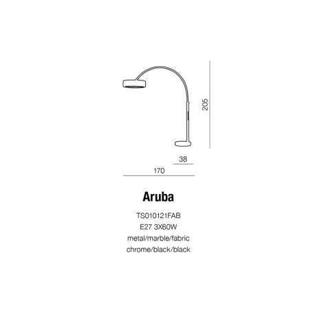 Lampadaire ARUBA E27 3x60W noir / chrome 