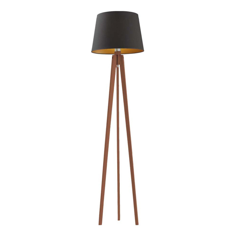 Lampadaire CURACAO GOLD E27 - acajou / noir 