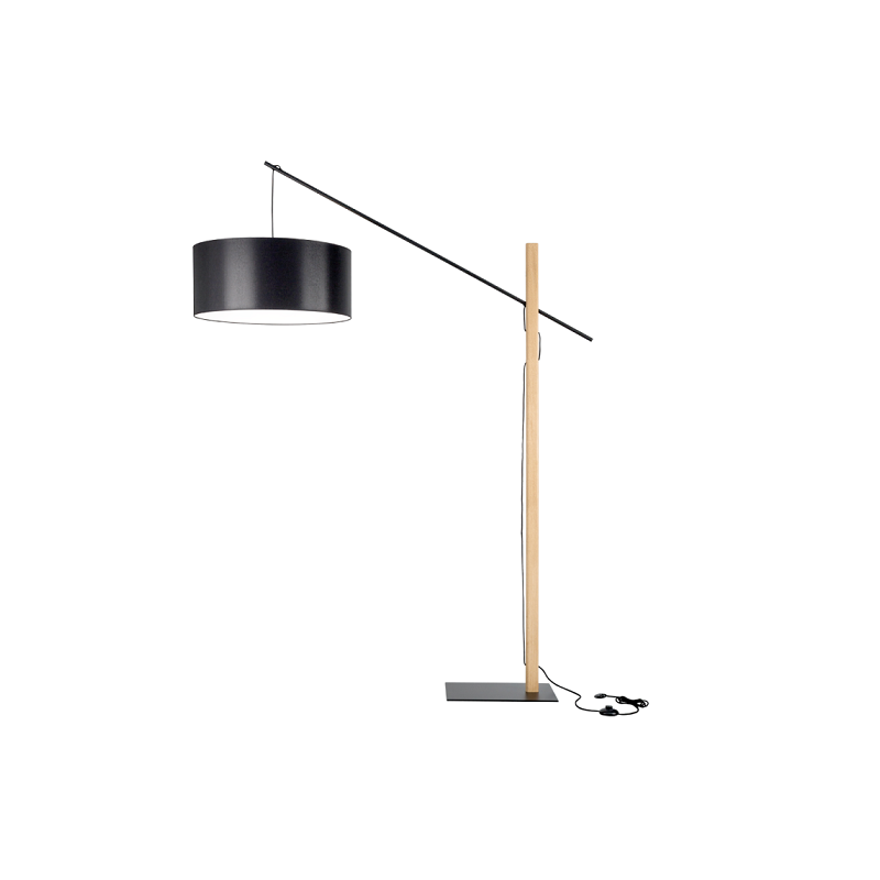 Lampadaire CECILE E27 - bois de chêne / noir 