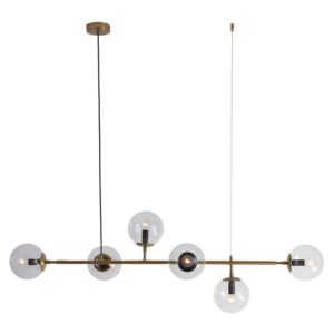 Le titre du produit en français est : "Lustre suspendu ALISA 6xE14 - doré/translucide