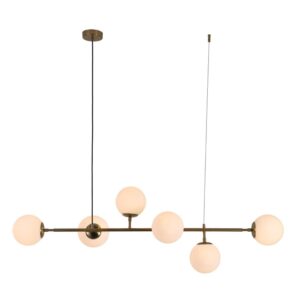 Le titre du produit traduit en français est : "Suspension ALISA 6xE14 - doré/blanc